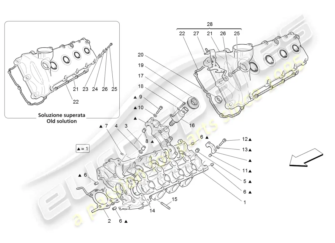 maserati granturismo (2008) lh cylinder head part diagram