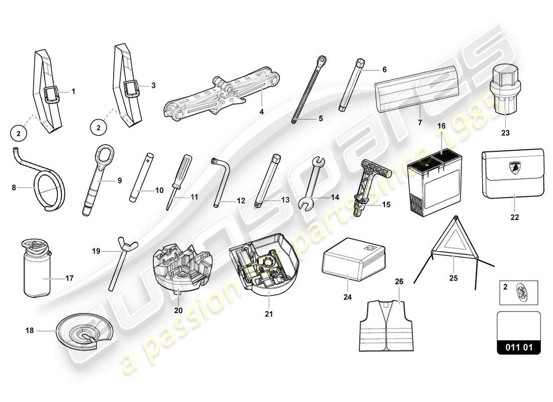 lamborghini urus (2021) vehicle tools part diagram