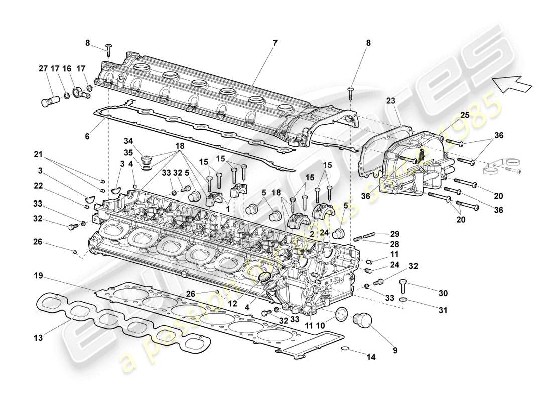 lamborghini lp640 coupe (2007) cylinder head left part diagram