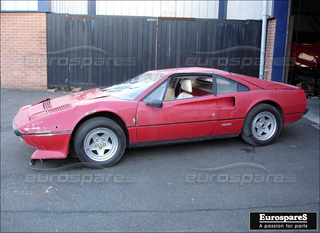 ferrari 308 quattrovalvole (1985) being prepared for dismantling at eurospares