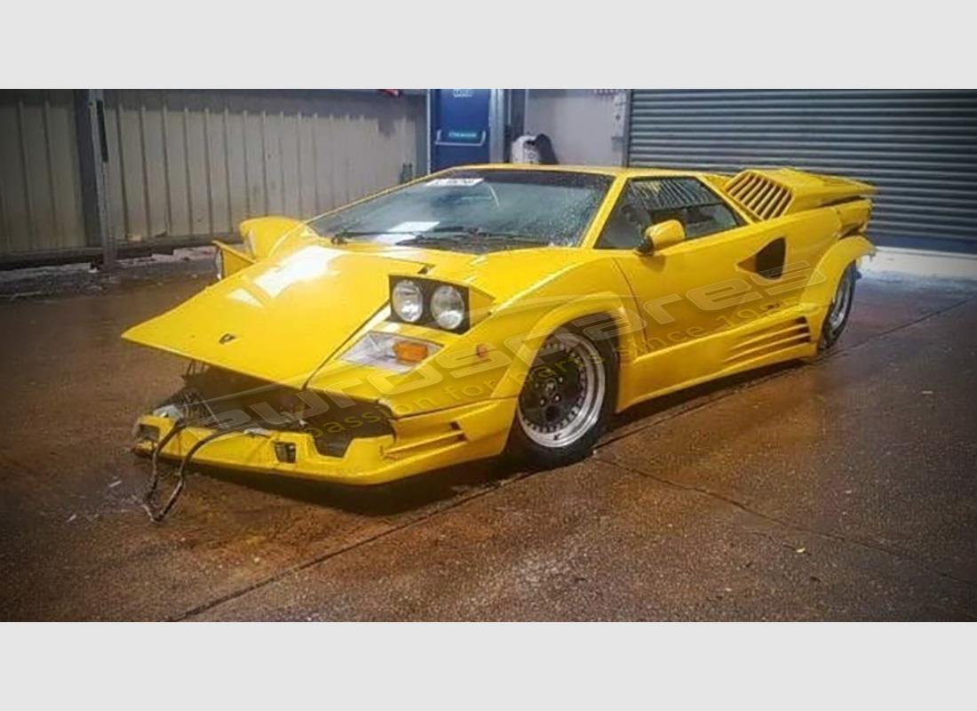 lamborghini countach 25th anniversary (1989) being prepared for dismantling at eurospares