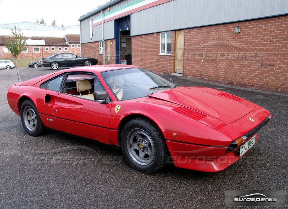 ferrari 308 (1981) gtbi/gtsi being prepared for dismantling at eurospares