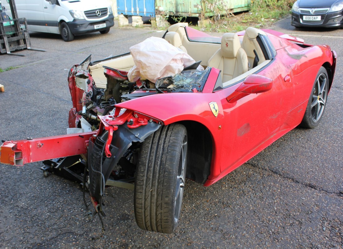 ferrari 458 spider (europe) being prepared for dismantling at eurospares