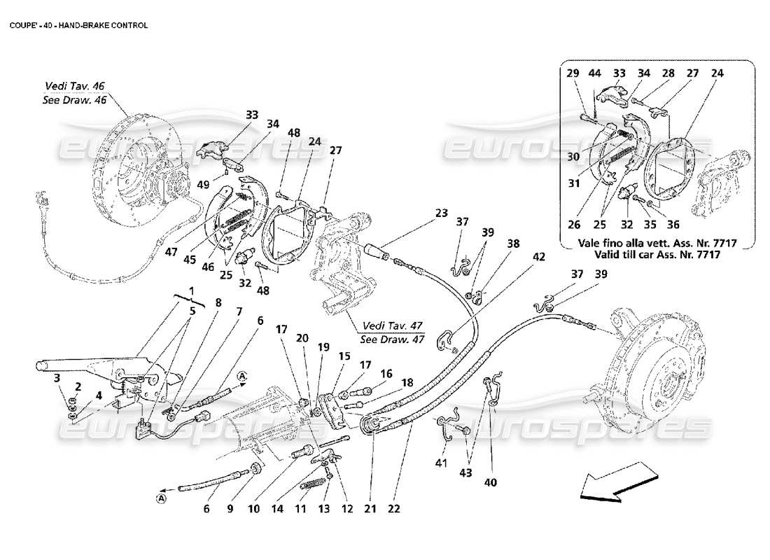 maserati 4200 coupe (2002) hand-brake control part diagram