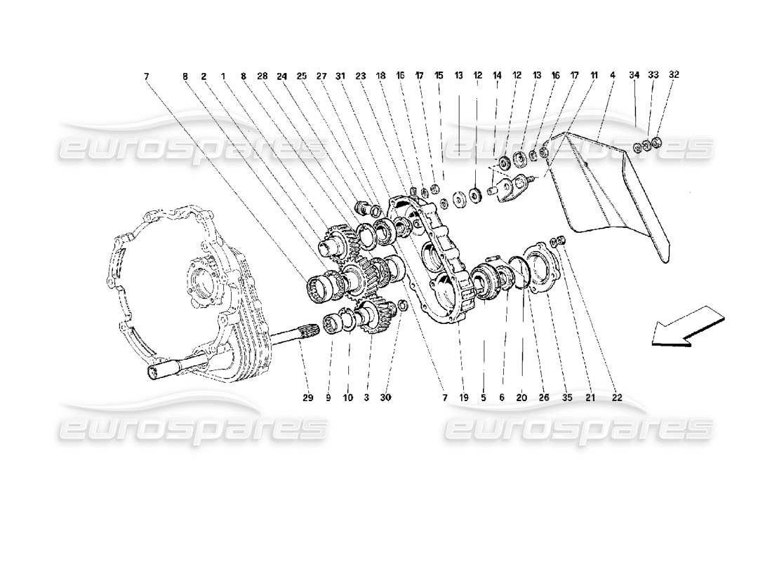 ferrari 512 m gearbox transmission parts diagram