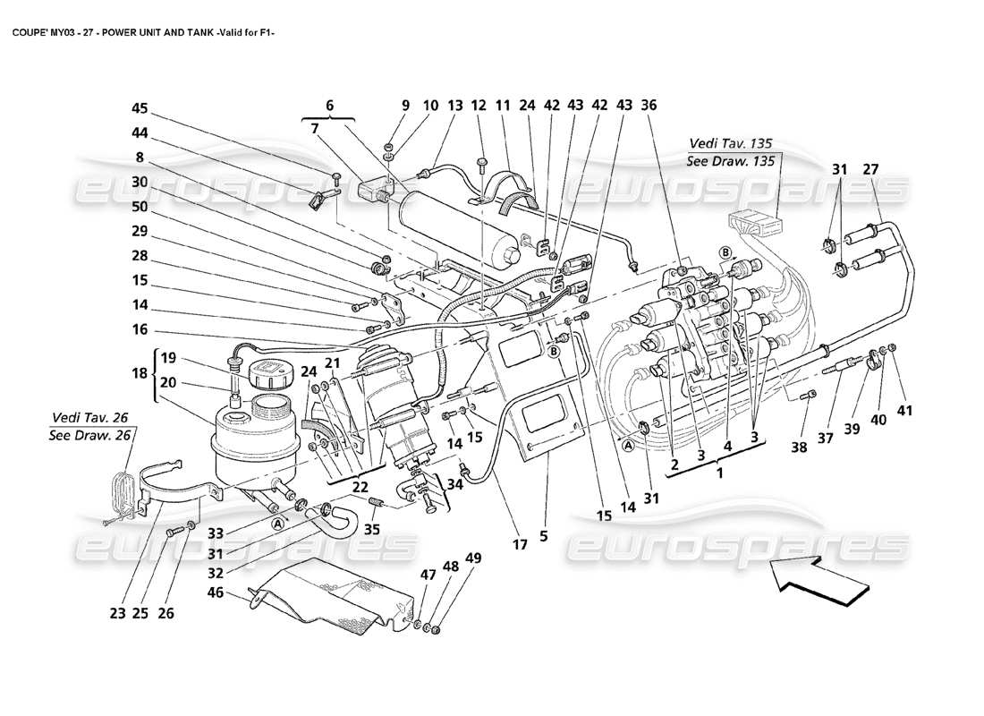 maserati 4200 coupe (2003) power unit and tank - valid for f1 parts diagram