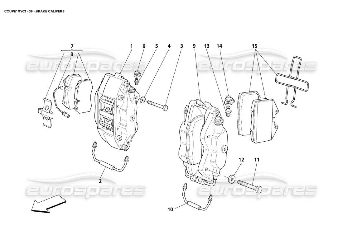 maserati 4200 coupe (2003) brake calipers parts diagram