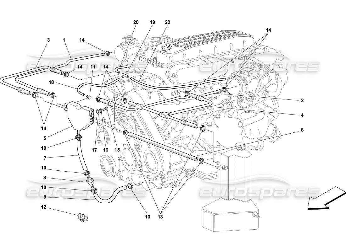 ferrari 550 maranello blow - by system parts diagram