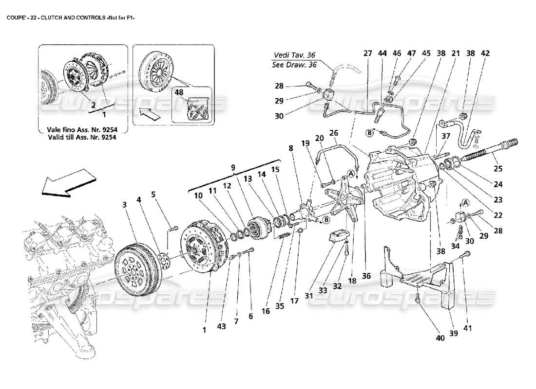 maserati 4200 coupe (2002) clutch and controls -not for f1 part diagram