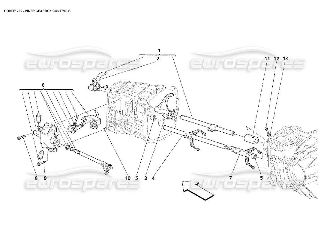 maserati 4200 coupe (2002) inner gearbox controls parts diagram