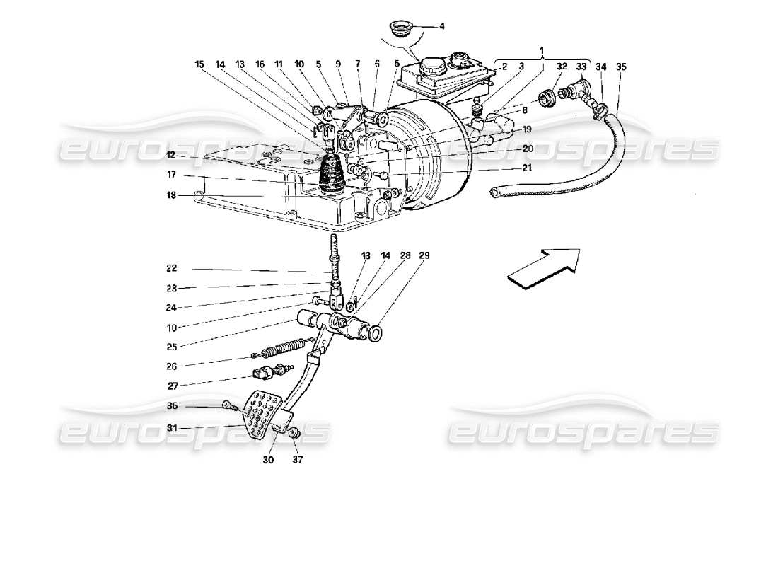 ferrari 512 m brake hydraulic system -valid for gd- part diagram