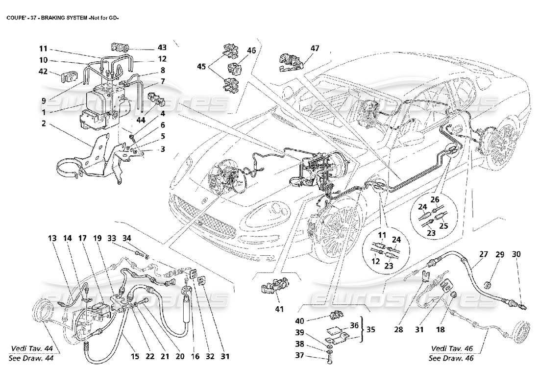 maserati 4200 coupe (2002) braking system -not for gd part diagram