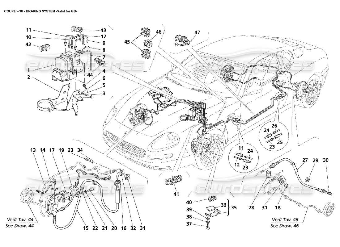 maserati 4200 coupe (2002) braking system -valid for gd parts diagram