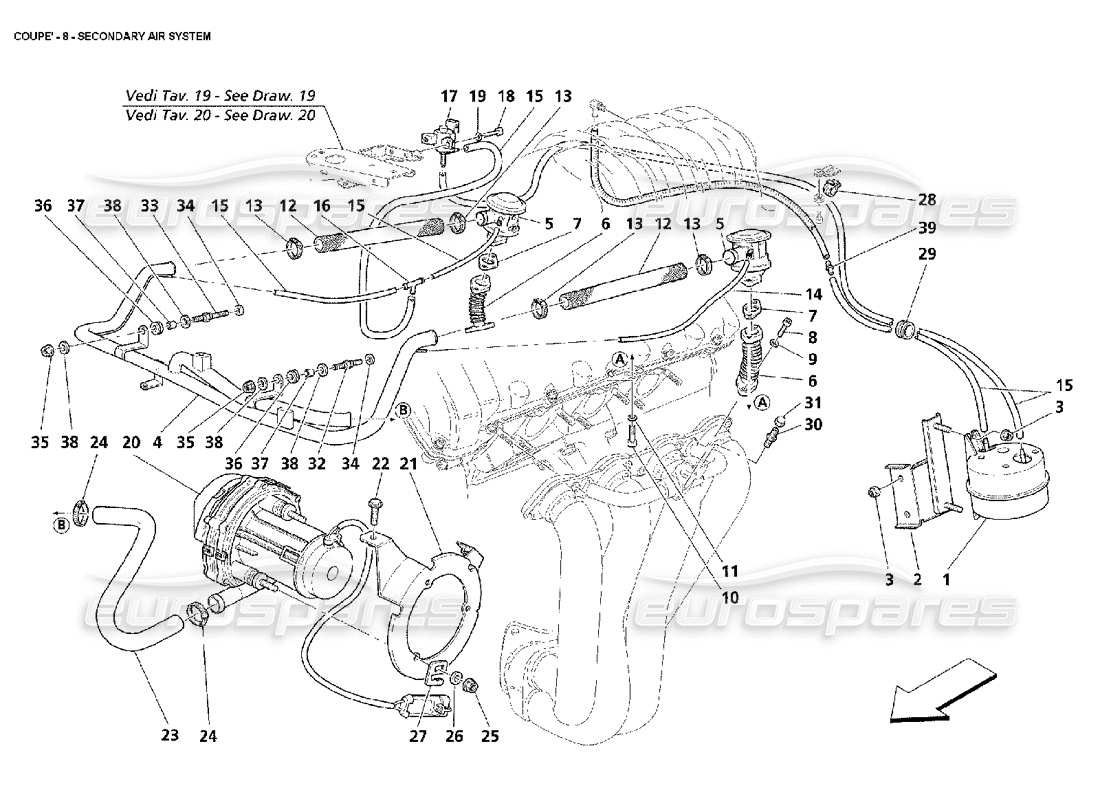 maserati 4200 coupe (2002) secondary air system part diagram