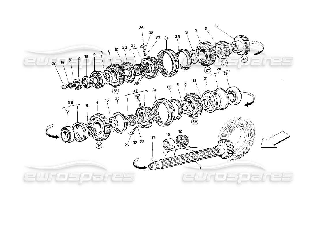 ferrari 512 m lay shaft gears part diagram