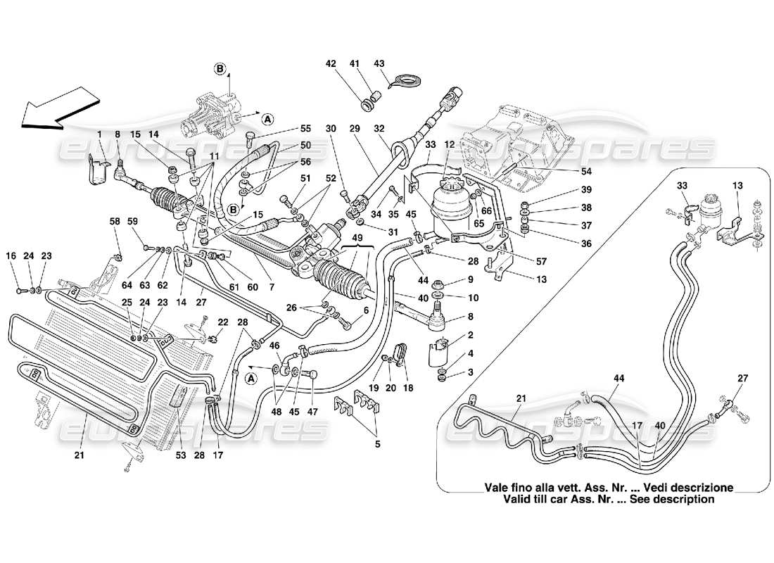 ferrari 550 maranello hydraulic steering box and serpentine parts diagram