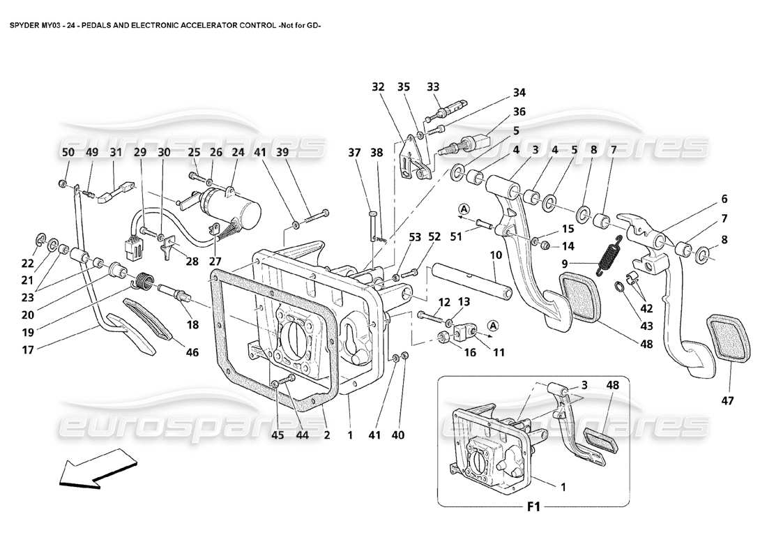 maserati 4200 spyder (2003) pedals and electronic accelerator control - not for gd parts diagram