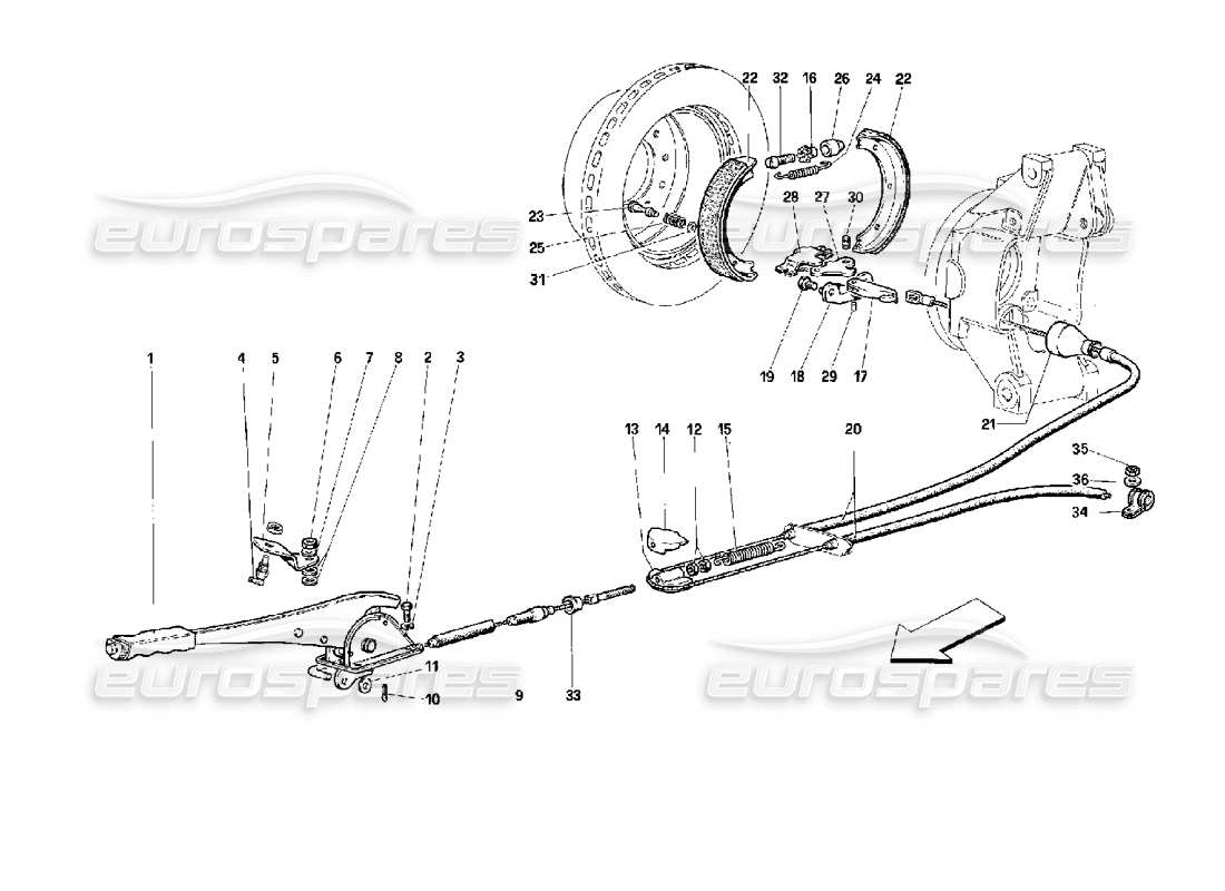 ferrari 512 m hand - brake control part diagram