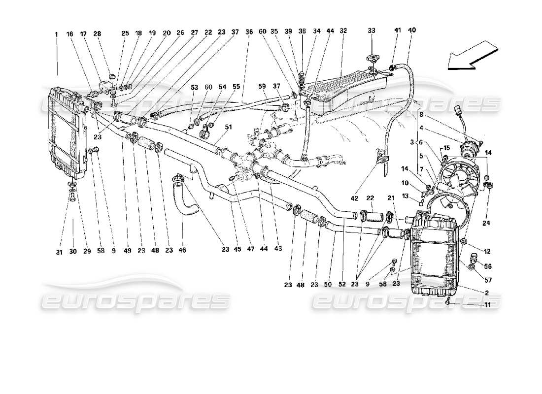 ferrari 512 m cooling system part diagram