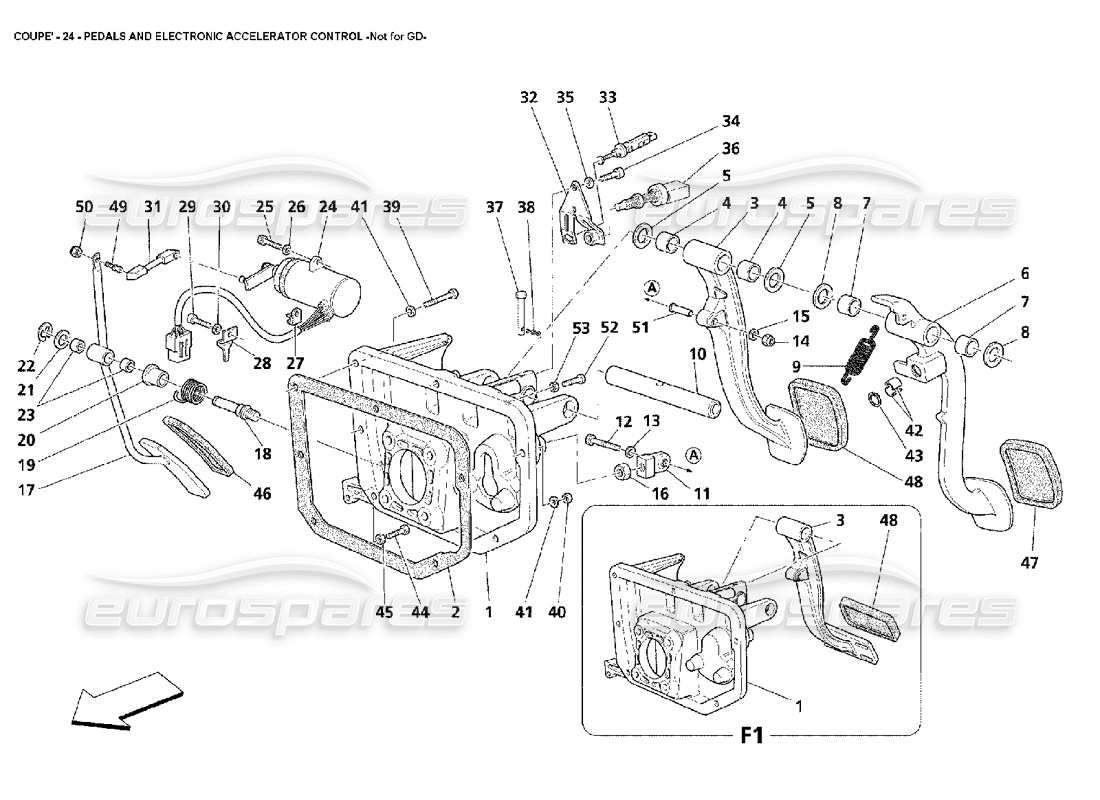 maserati 4200 coupe (2002) pedals and electronic accelerator control -not for gd part diagram