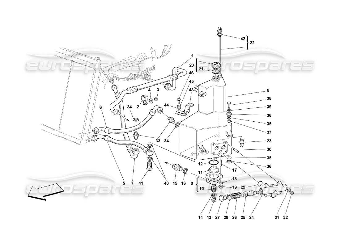 ferrari 550 maranello lubrication system - tank parts diagram