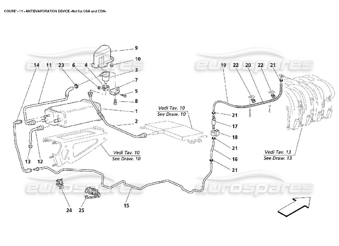 maserati 4200 coupe (2002) antievaporation device -not for usa and cdn parts diagram