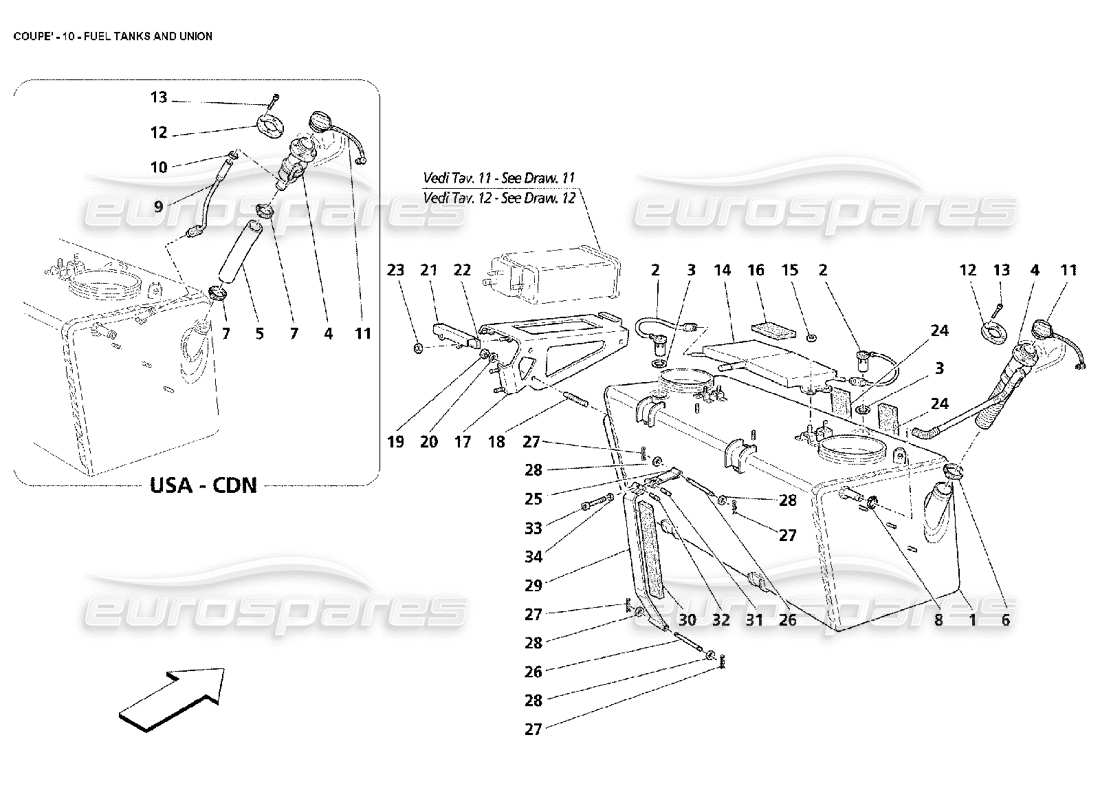 maserati 4200 coupe (2002) fuel tanks and union parts diagram