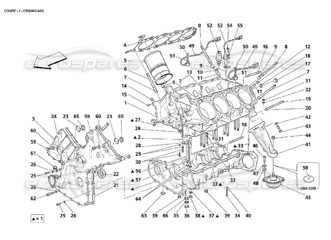 maserati 4200 coupe (2002) crankcase part diagram