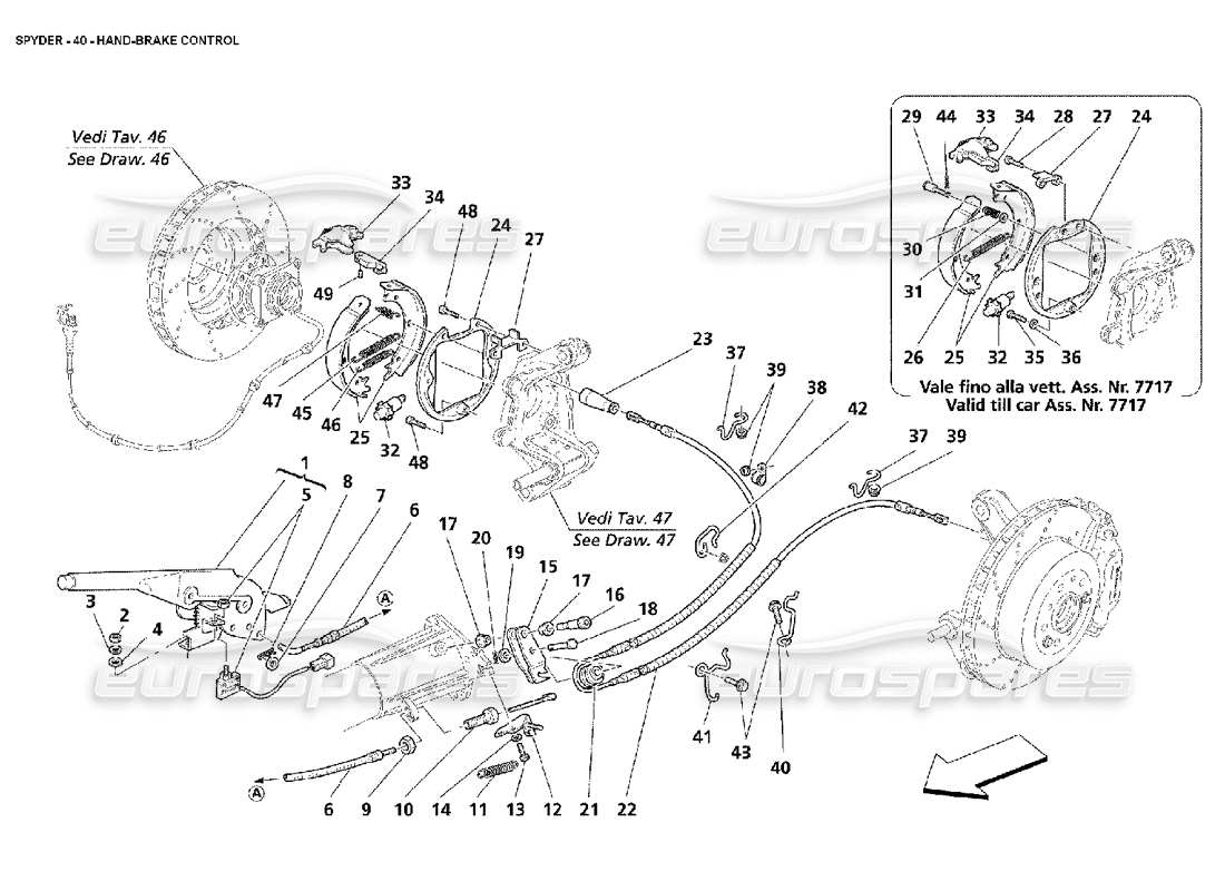 maserati 4200 spyder (2002) hand-brake control part diagram