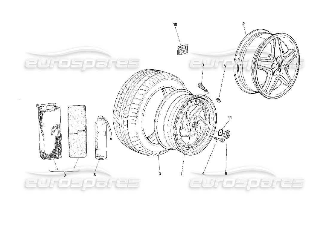 ferrari 512 m wheels part diagram