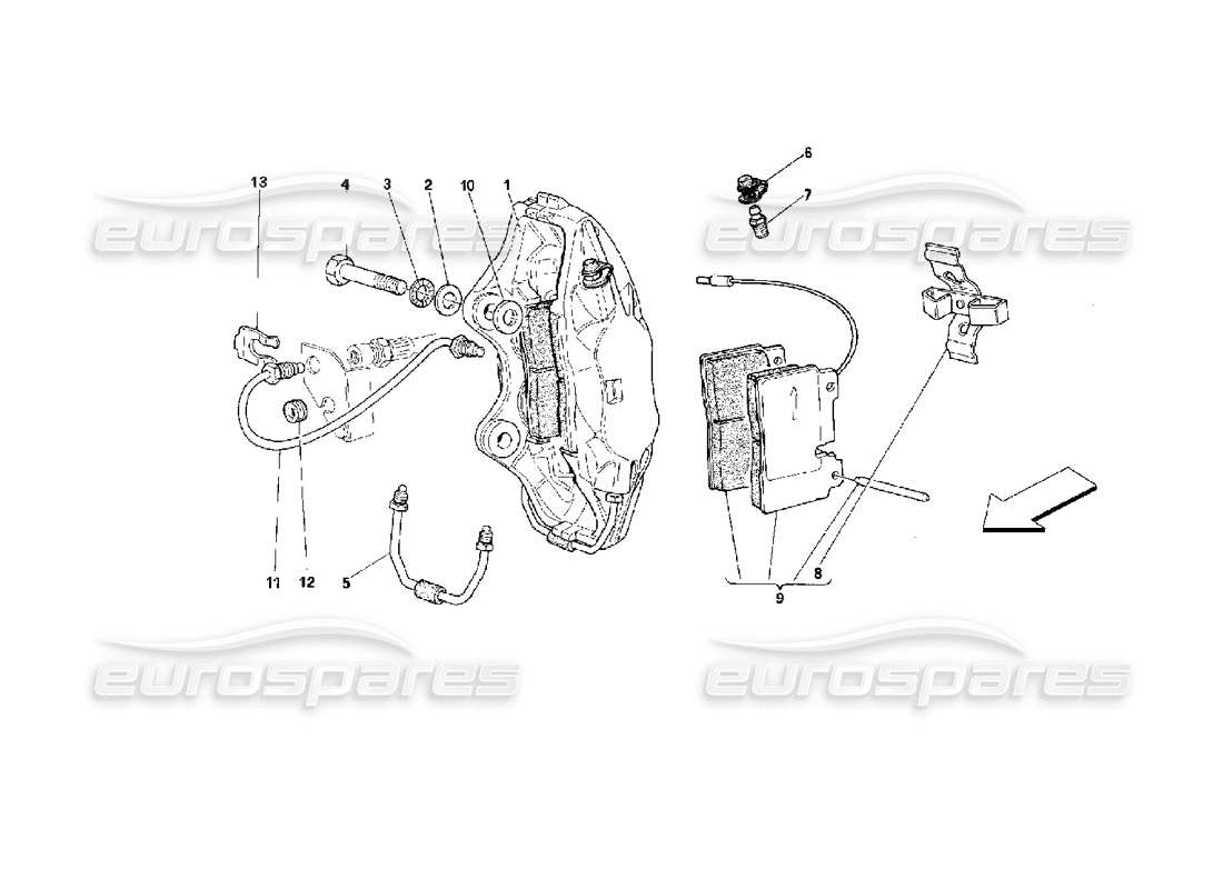 ferrari 512 m front brakes calipers parts diagram