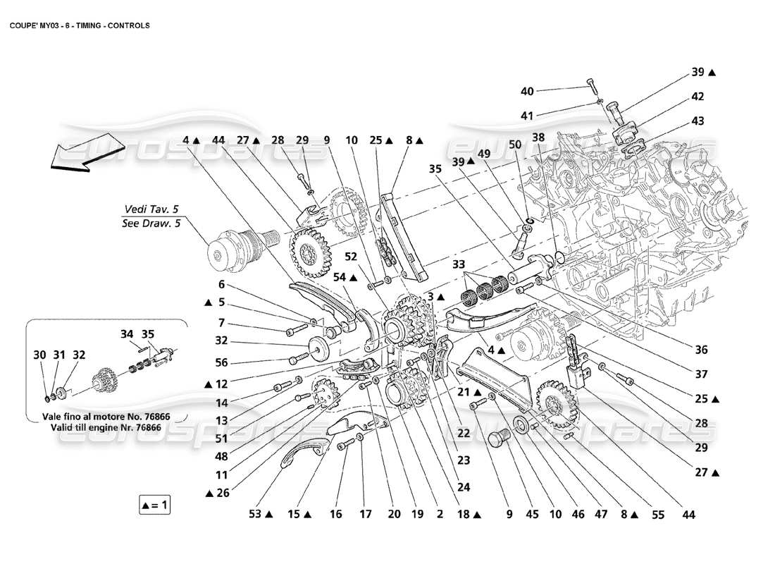 maserati 4200 coupe (2003) timing - controls part diagram