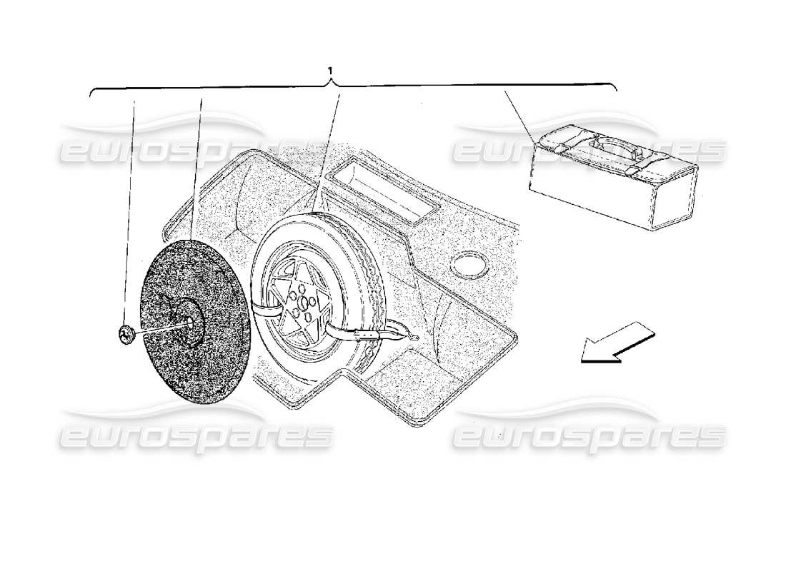 ferrari 512 m spare wheel and equipment - optional parts diagram