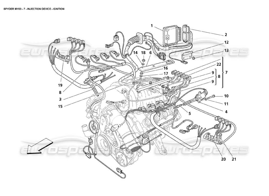 maserati 4200 spyder (2003) injection device - ignition parts diagram