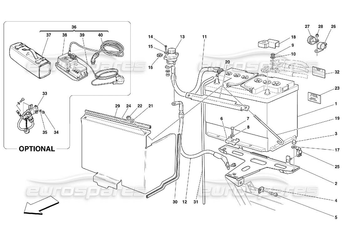 ferrari 456 m gt/m gta battery parts diagram