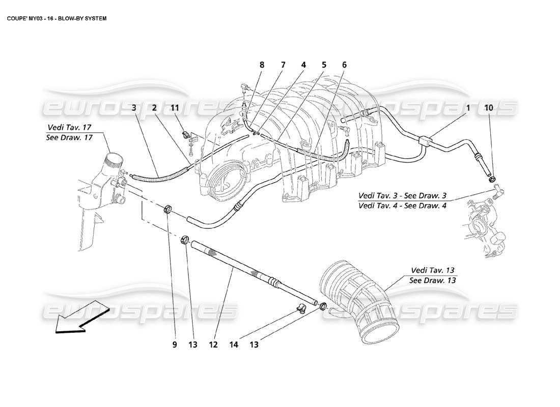 maserati 4200 coupe (2003) blow - by system parts diagram