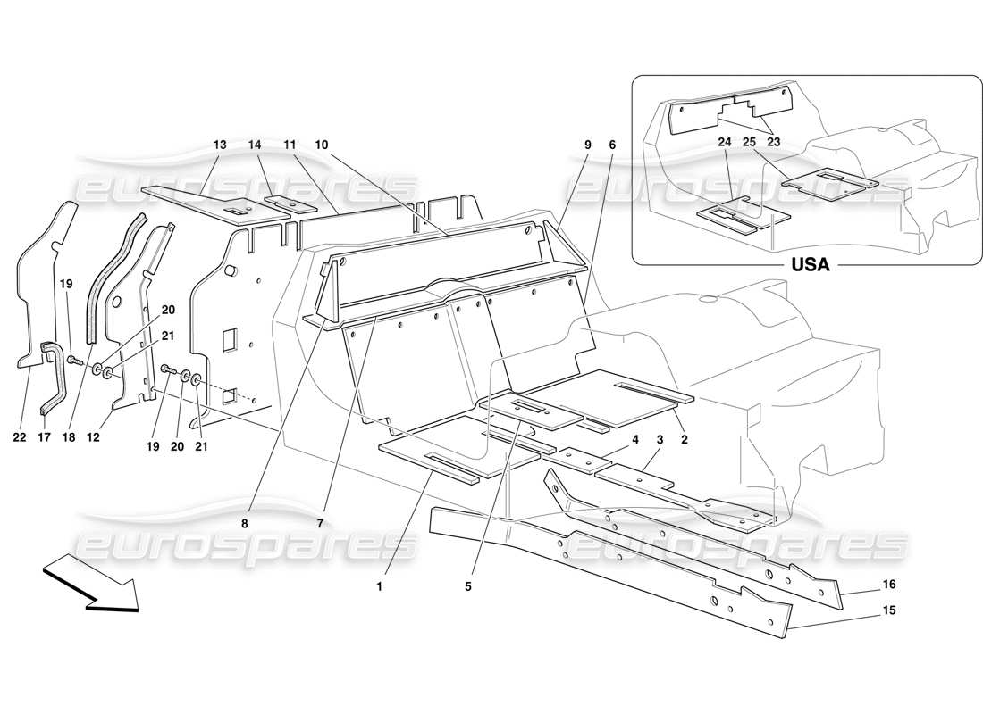 ferrari f50 passengers compartment insulations parts diagram