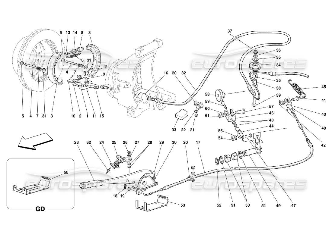 ferrari 456 m gt/m gta hand-brake control -valid for 456m gta parts diagram