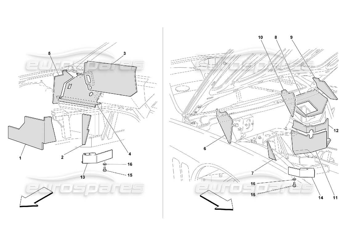 ferrari 550 maranello engine compartment fire-proof insulations -not for gd parts diagram