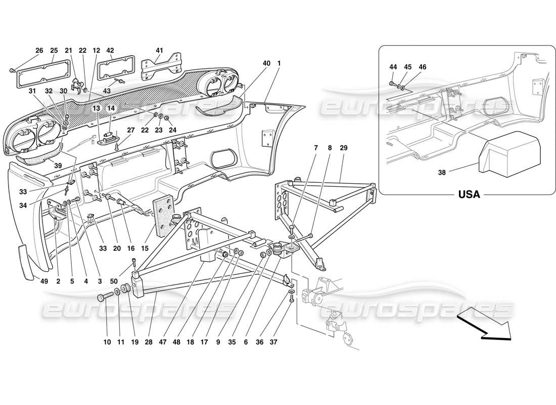 ferrari f50 rear bumper and supports parts diagram