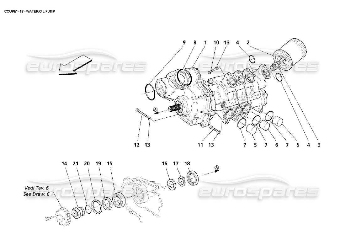 maserati 4200 coupe (2002) water-oil pump part diagram