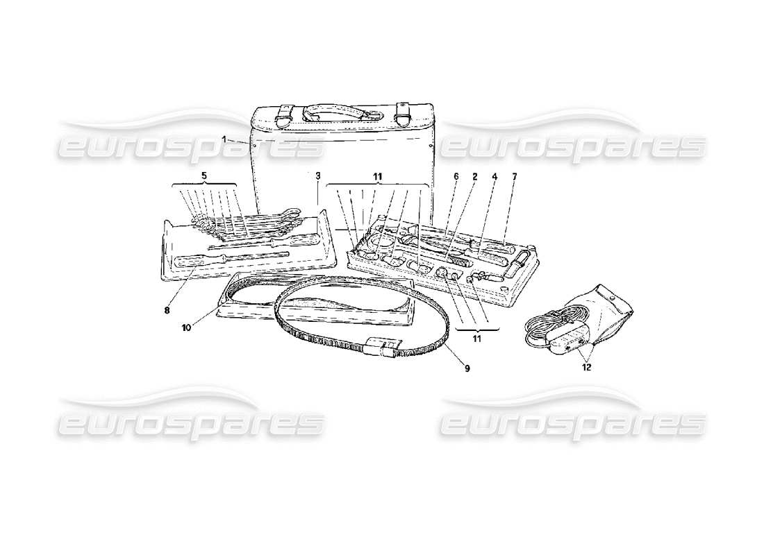 ferrari 512 m tool kit and equipment part diagram