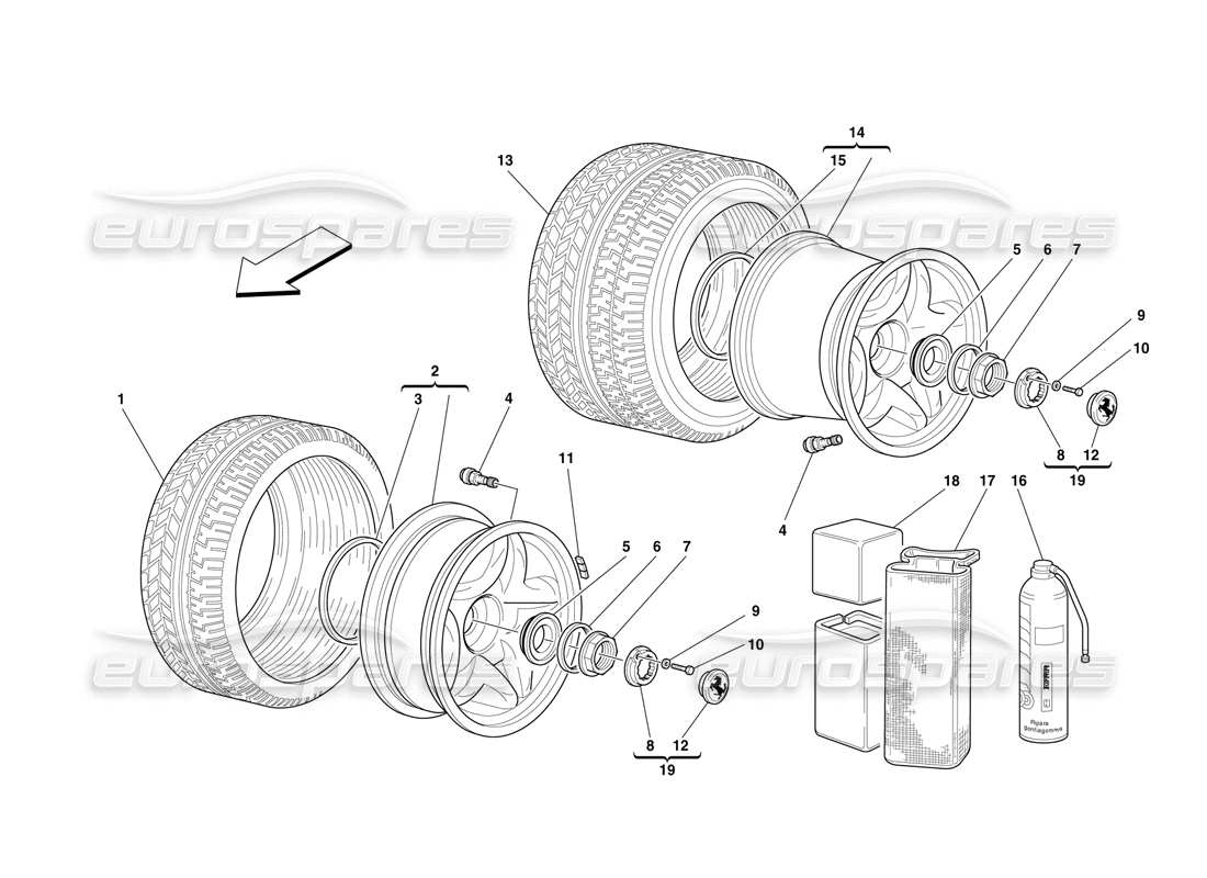 ferrari f50 wheels parts diagram