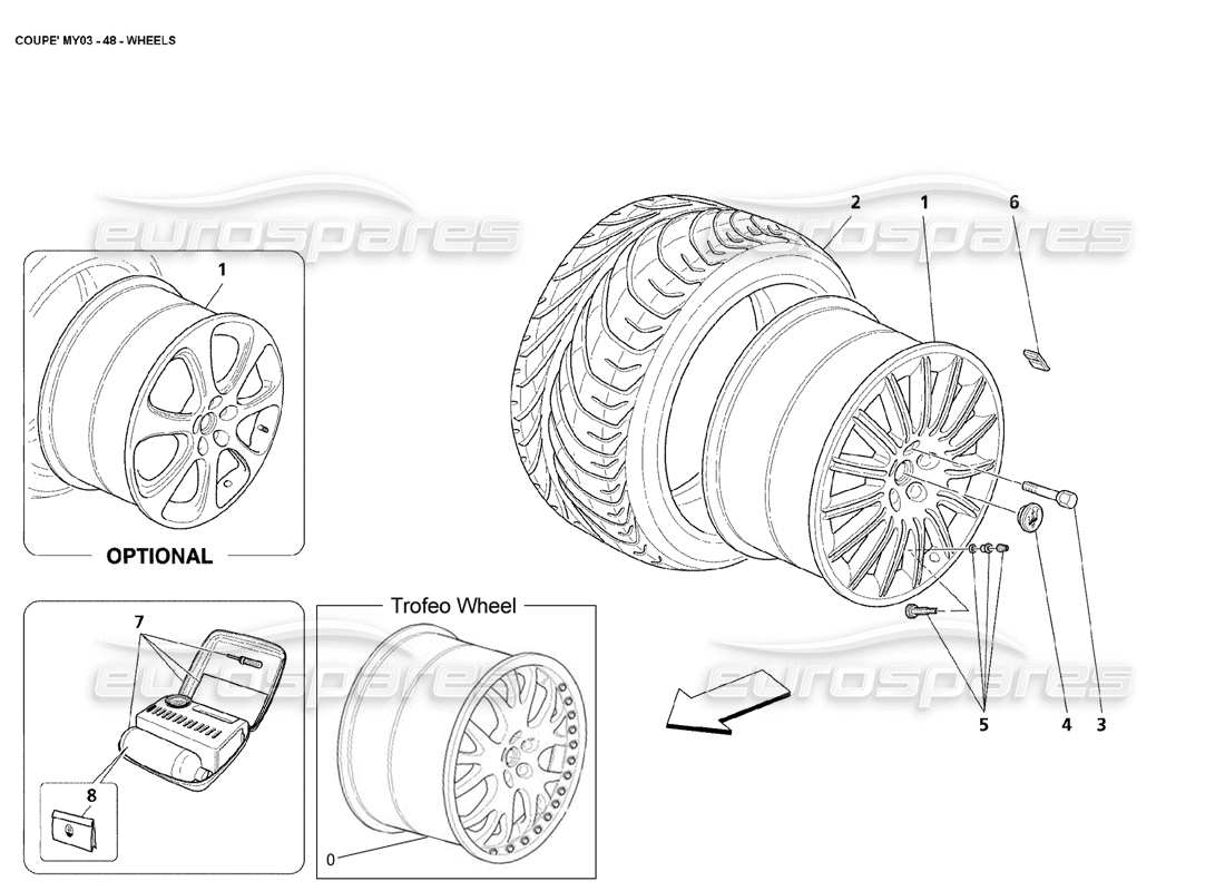 maserati 4200 coupe (2003) wheels part diagram