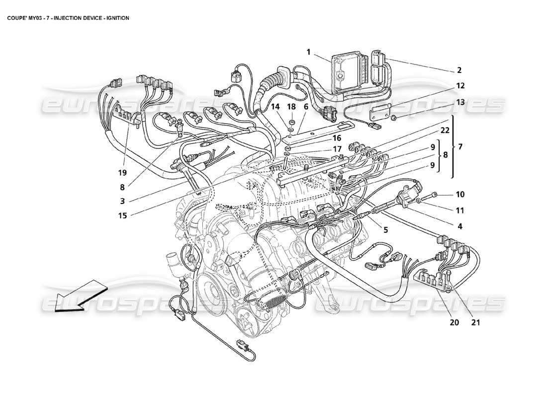 maserati 4200 coupe (2003) injection device - ignition parts diagram