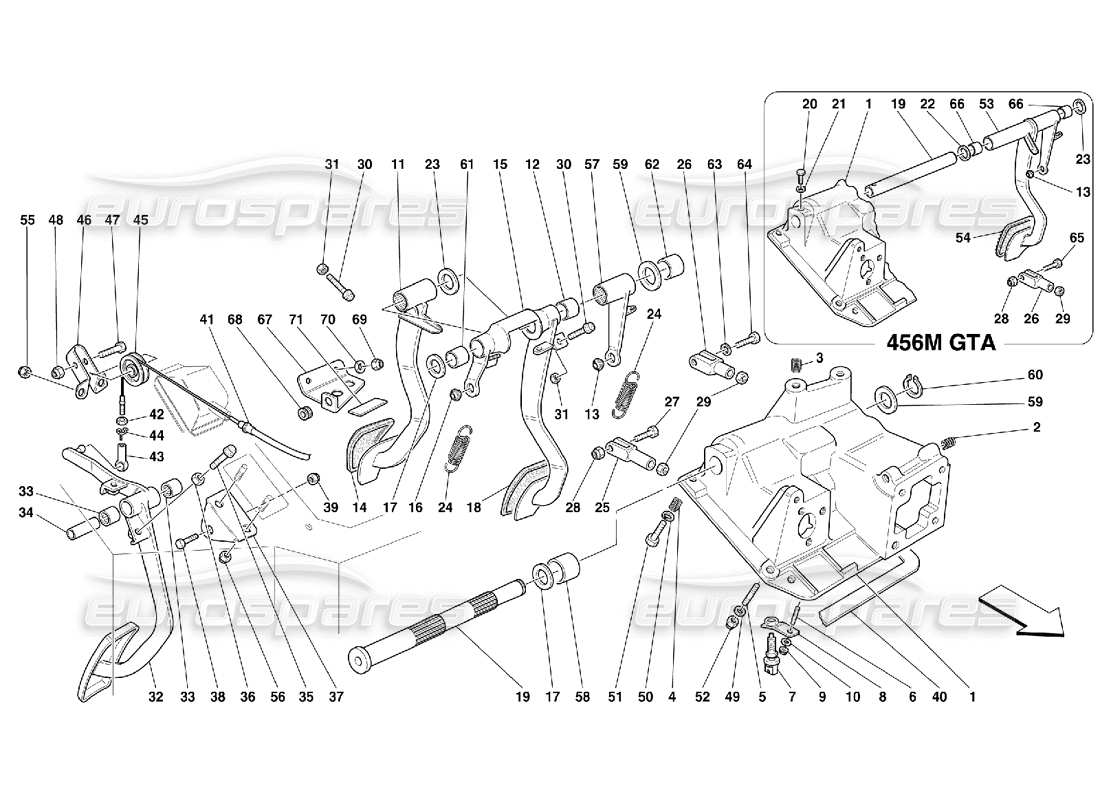 ferrari 456 m gt/m gta pedals and accelerator control -valid for gd parts diagram