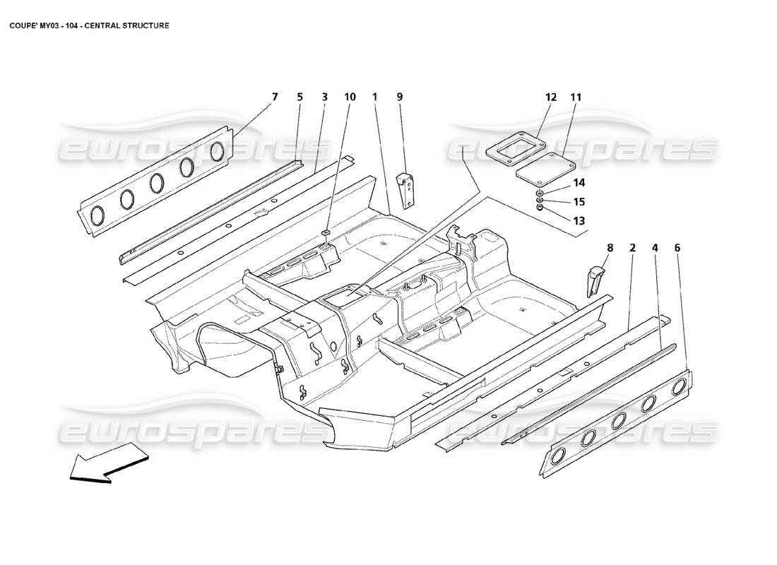 maserati 4200 coupe (2003) central structure parts diagram