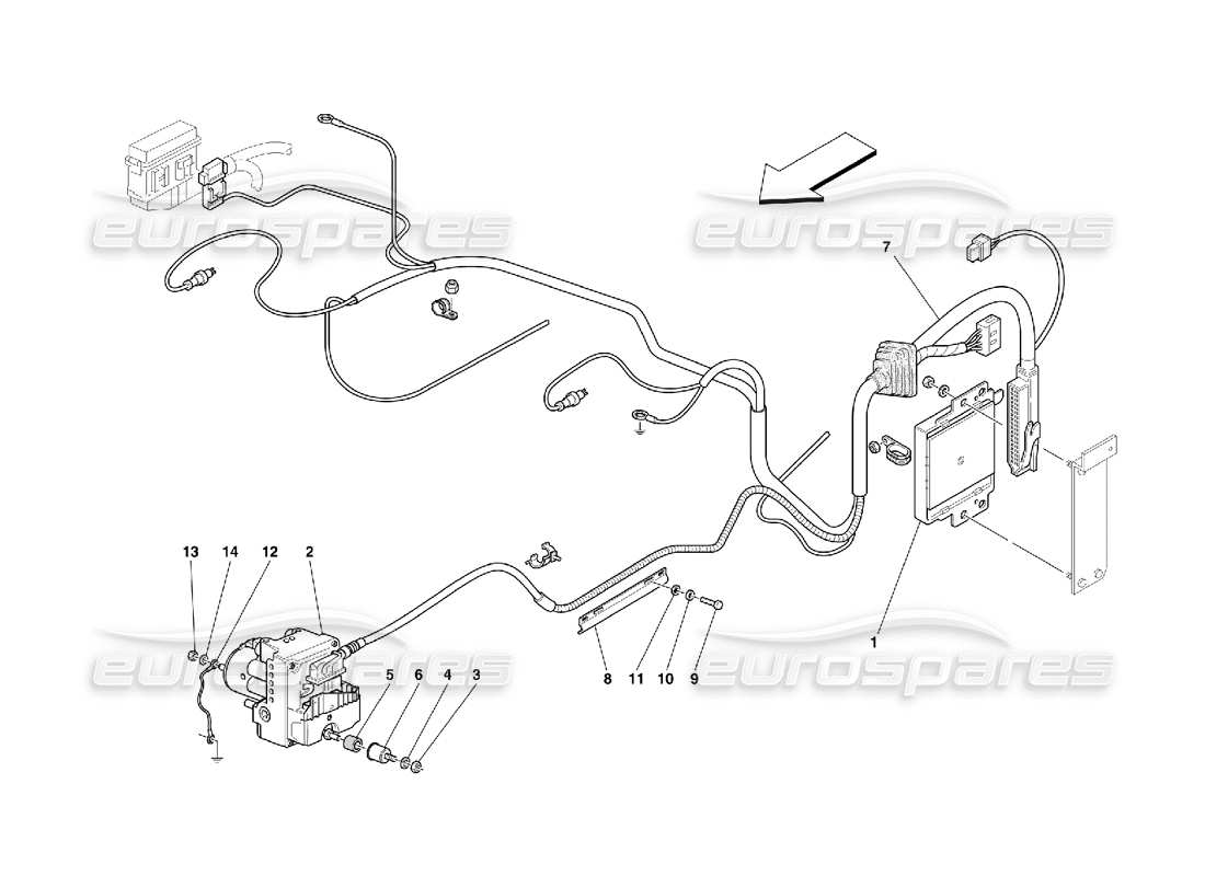 ferrari 456 m gt/m gta control unit and hydraulic equipment for abs system parts diagram