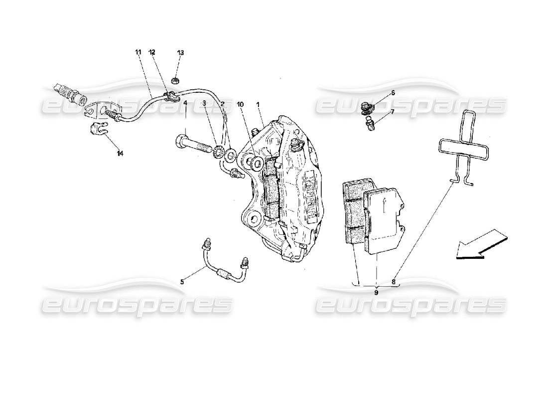 ferrari 512 m rear brakes calipers parts diagram