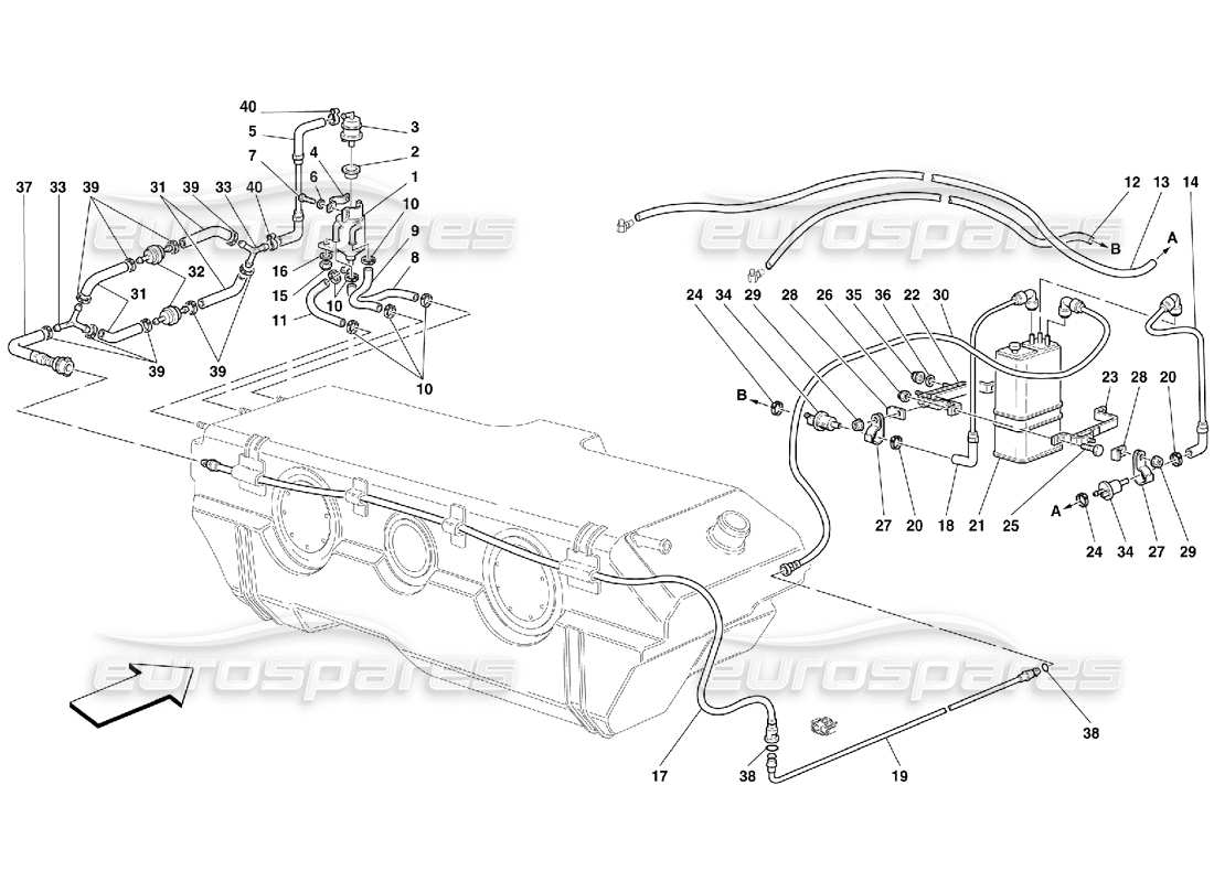 ferrari 456 m gt/m gta antievaporation device -valid for usa, cdn and aus-not for usa m.y. 2000 and cdn m.y. 2000 parts diagram